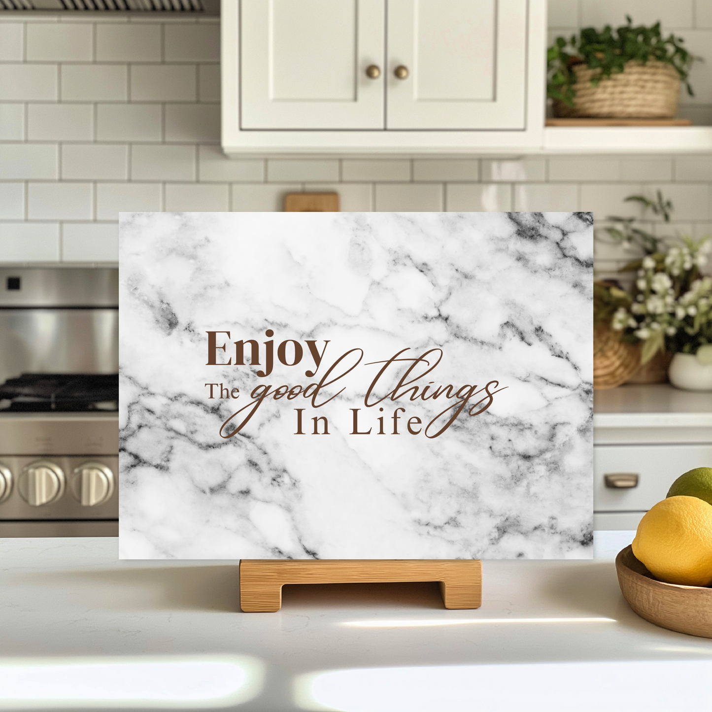 Enjoy the Good Things in Life” Glass Cutting Board