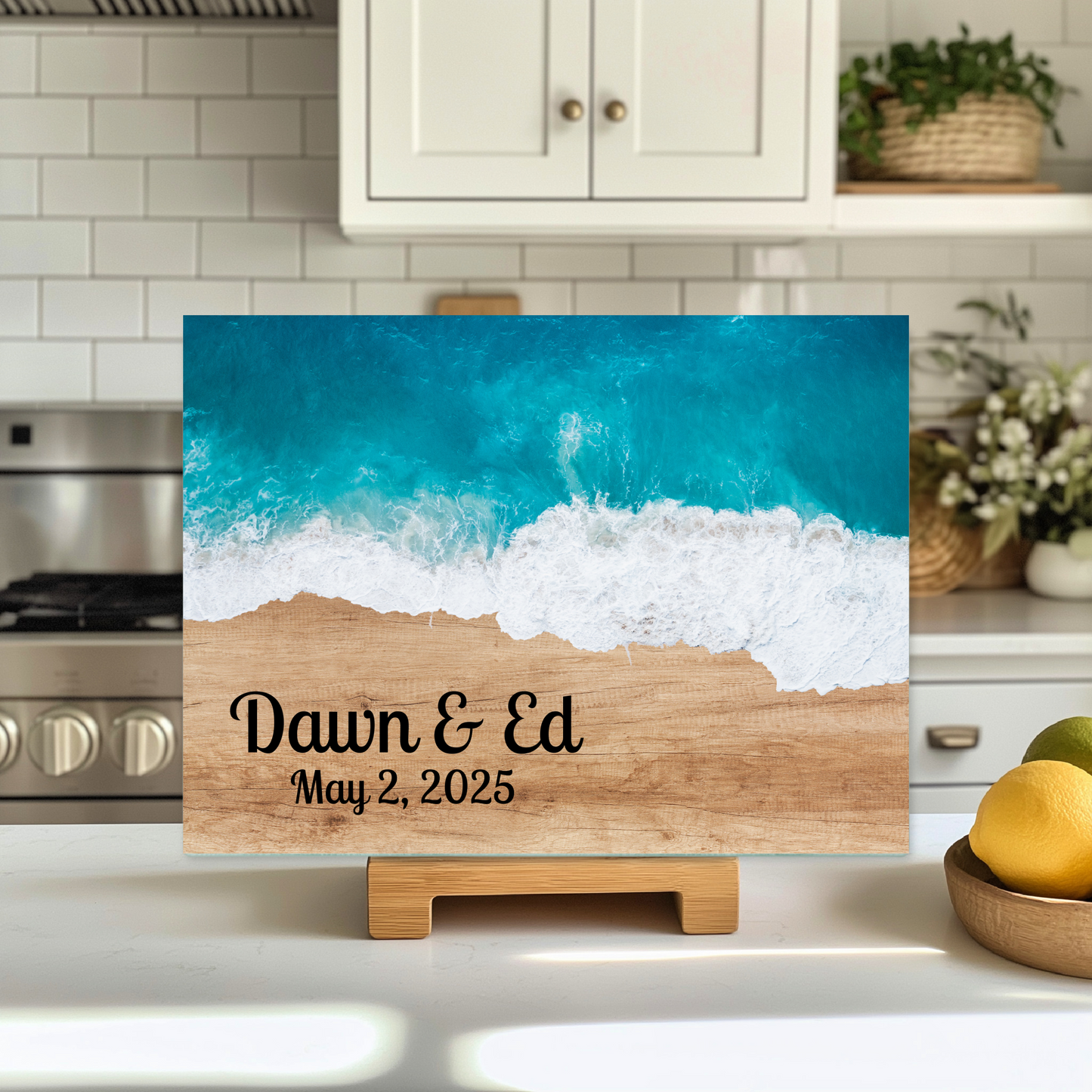 Beach Scene Glass Cutting Board