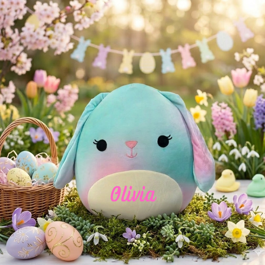 Personalized 12" Squishmallow Elaina Bunny-Easter Basket Gift